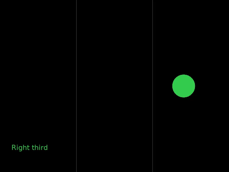 A green ball in the right third, labeled Right third