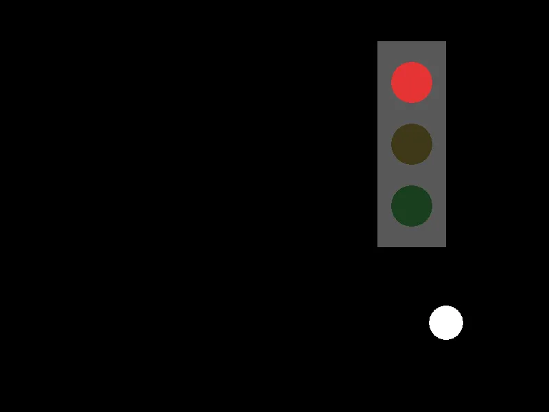 The signal with the red lamp lit and the ball directly beneath it