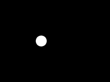 A white circle a little left of center in an otherwise black window