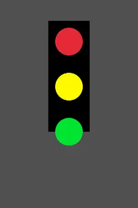 The same stoplight with the green lamp hanging half outside the bottom of the black housing