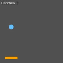 The finished game: a score of 3 in the top corner, the ball falling, and the paddle sliding to meet it