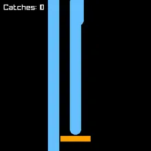 Solid blue bars smeared down a black background where falling balls have been, with the score text overprinted on itself